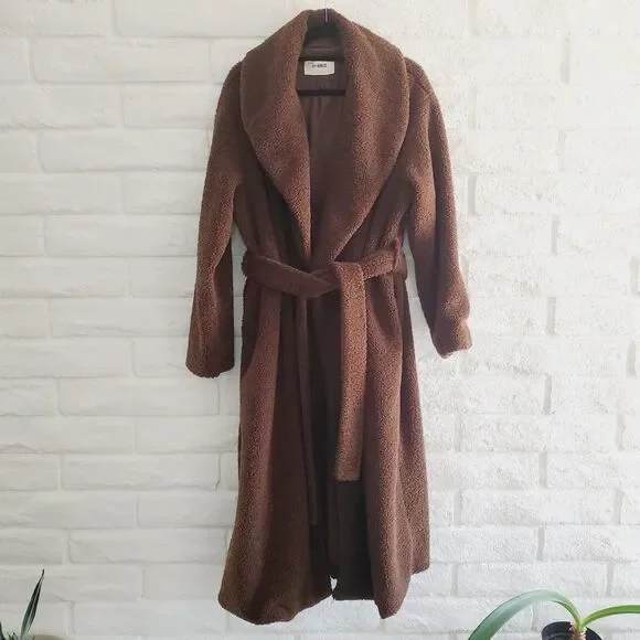 4th & Reckless TAMIL COAST OVERSIZED COAT Womens Faux Shearling Trench SZ XL - Picture 1 of 8